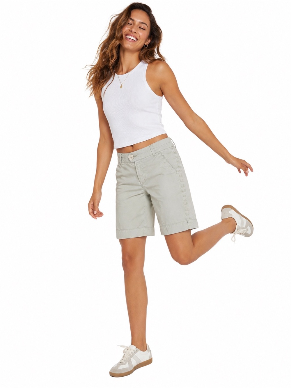 Aubrey Light Tan Cotton
Stretch Bermuda
Shorts Size 8